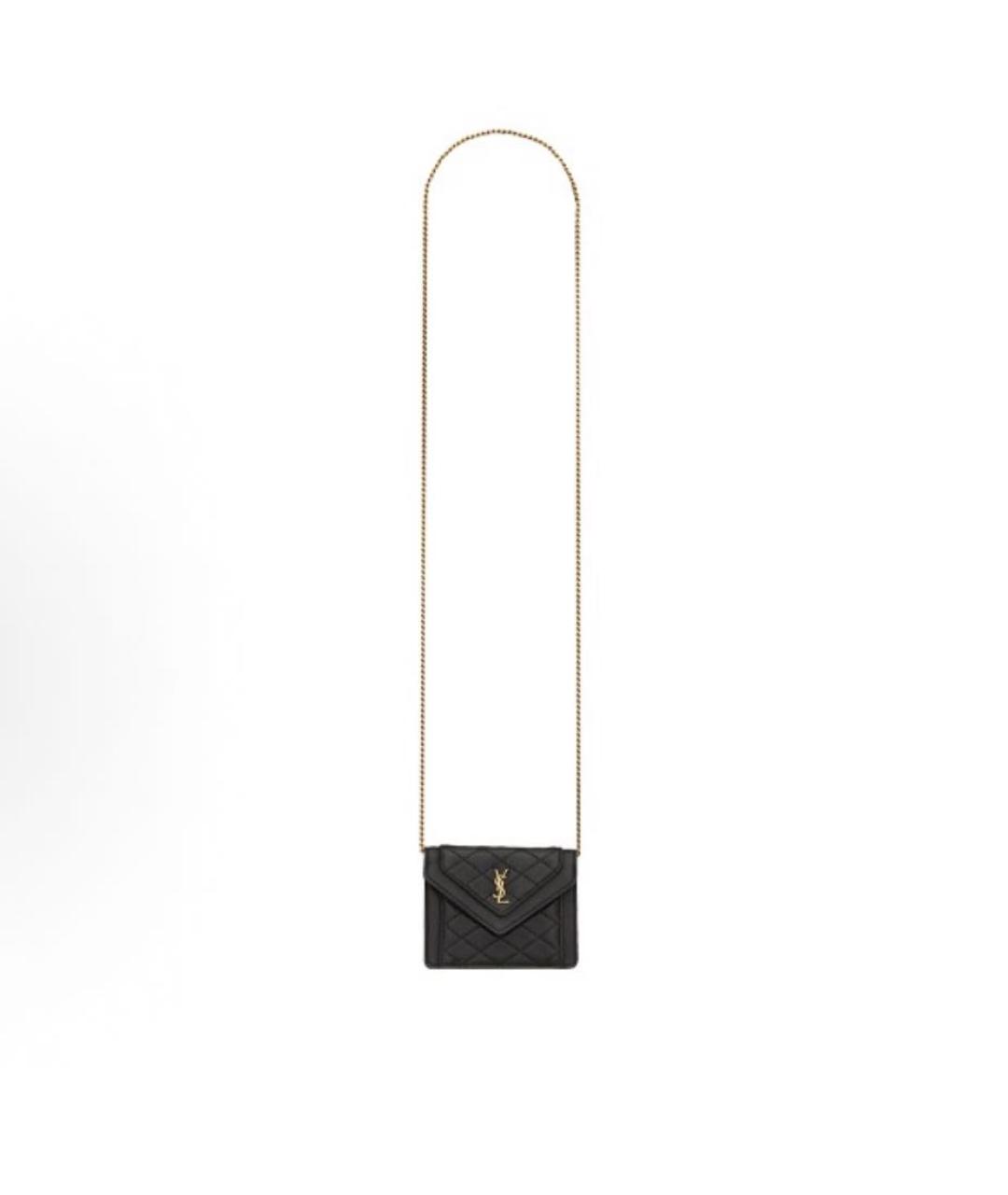 SAINT LAURENT Черная кожаная сумка через плечо, фото 5