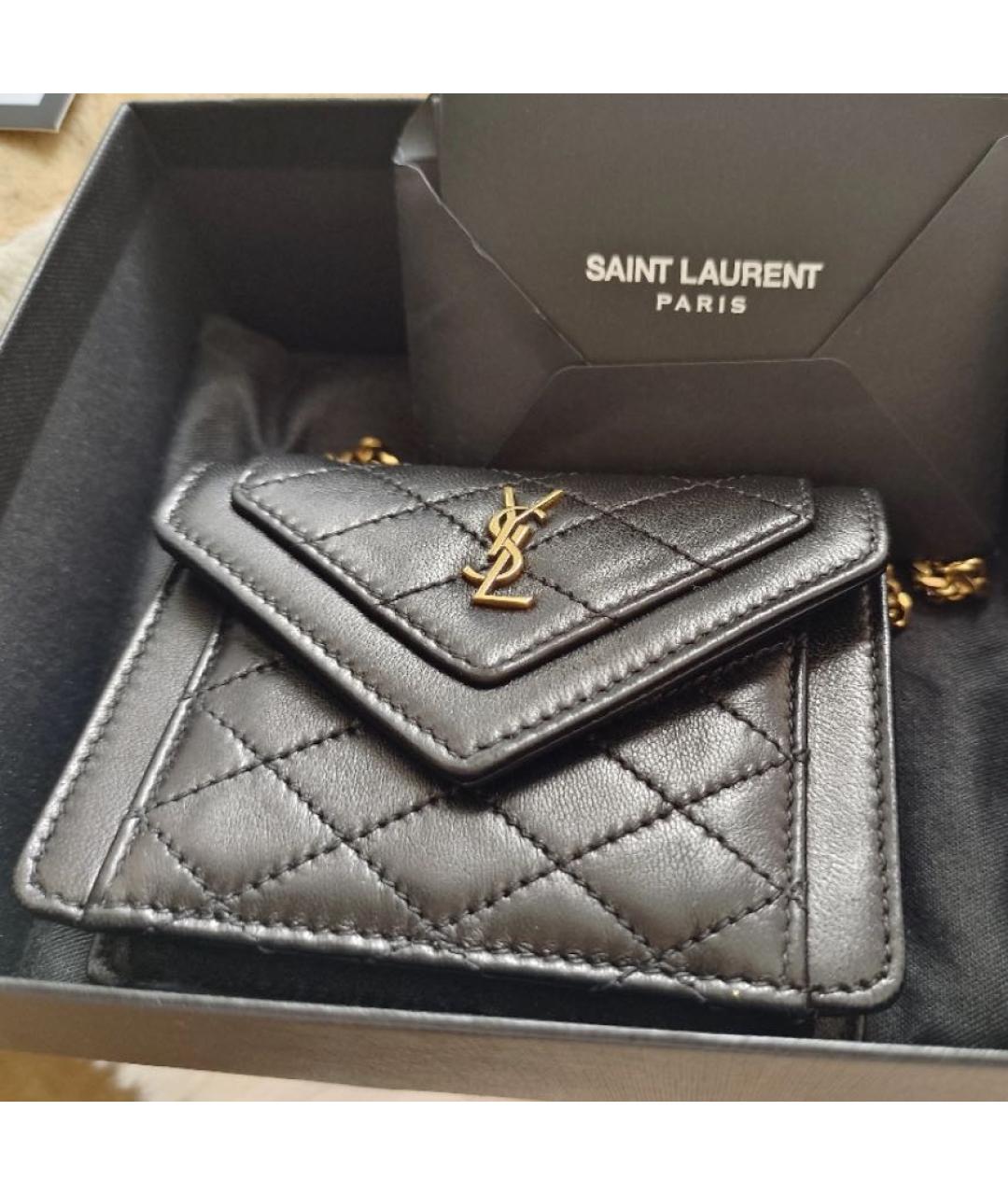 SAINT LAURENT Черная кожаная сумка через плечо, фото 2