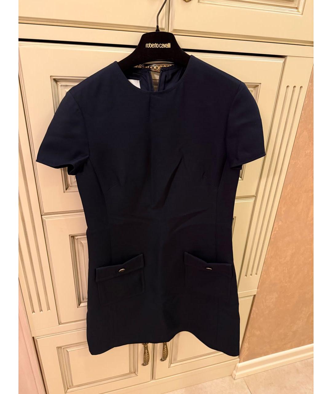 VALENTINO Темно-синее шерстяное повседневное платье, фото 2