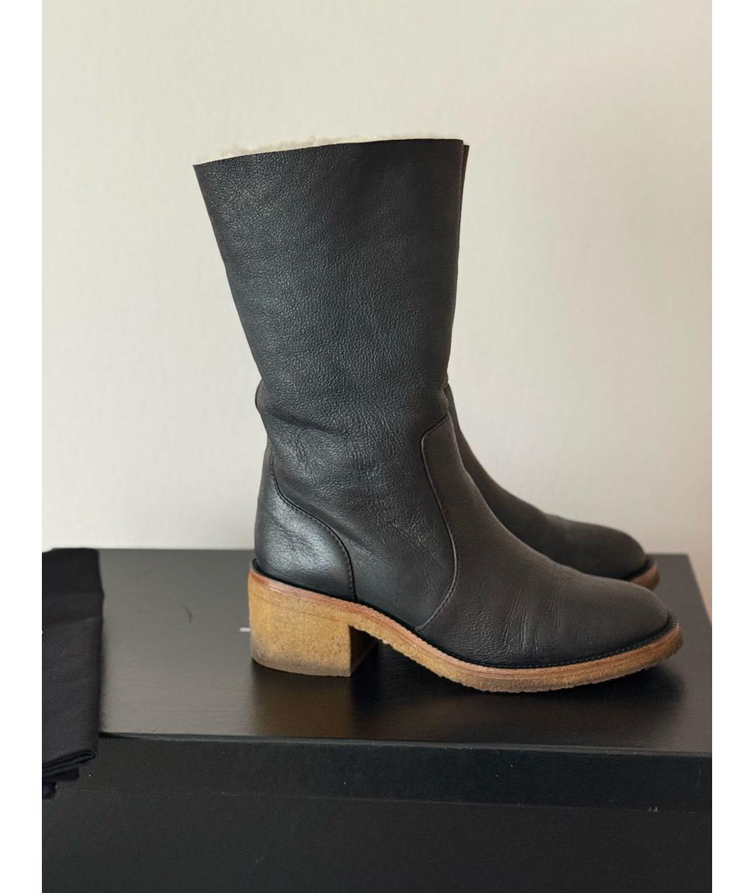 CHANEL Черные кожаные сапоги, фото 8