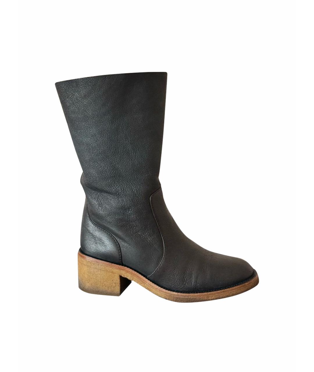 CHANEL Черные кожаные сапоги, фото 1