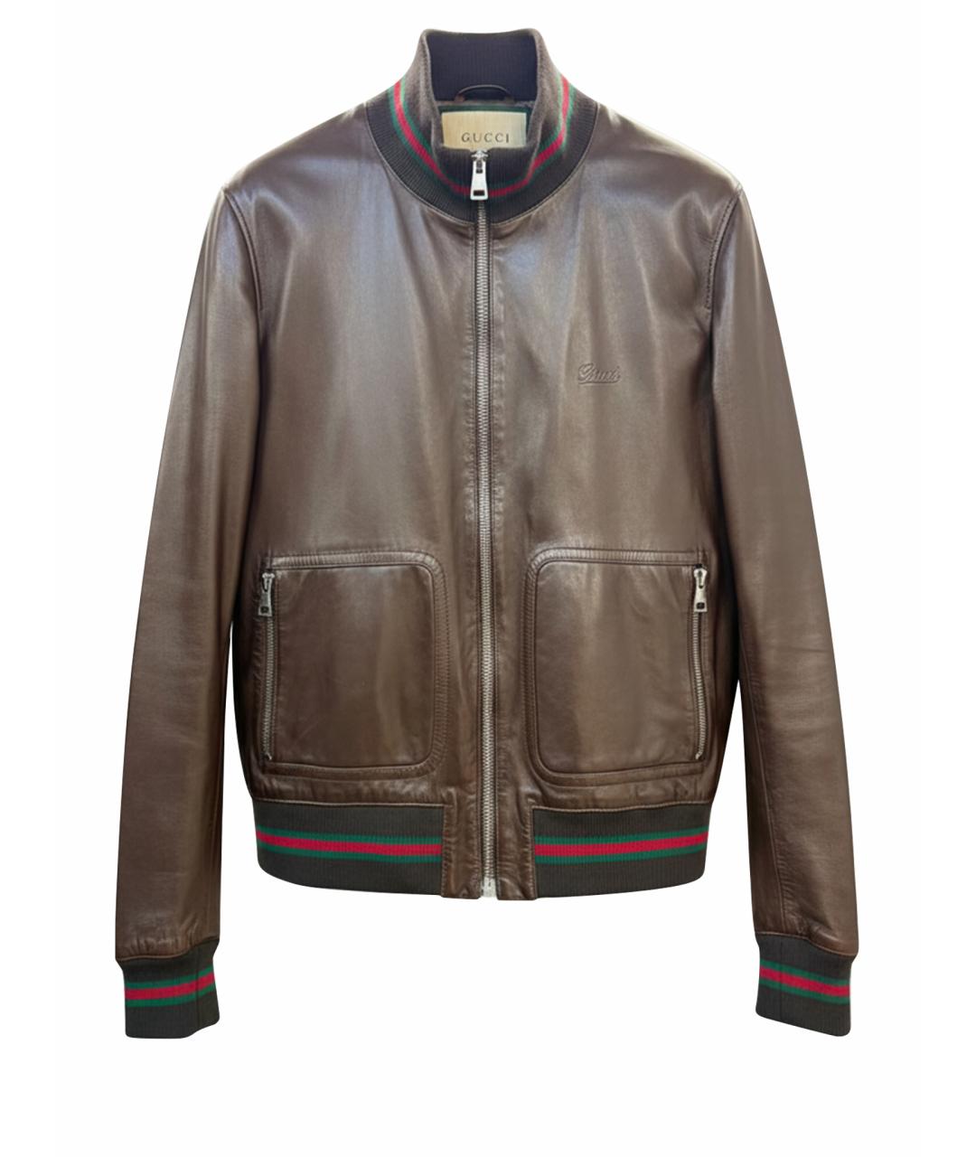 GUCCI Коричневая кожаная куртка, фото 1