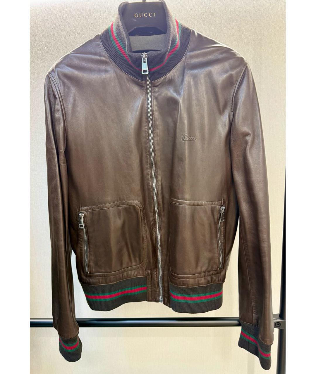 GUCCI Коричневая кожаная куртка, фото 3