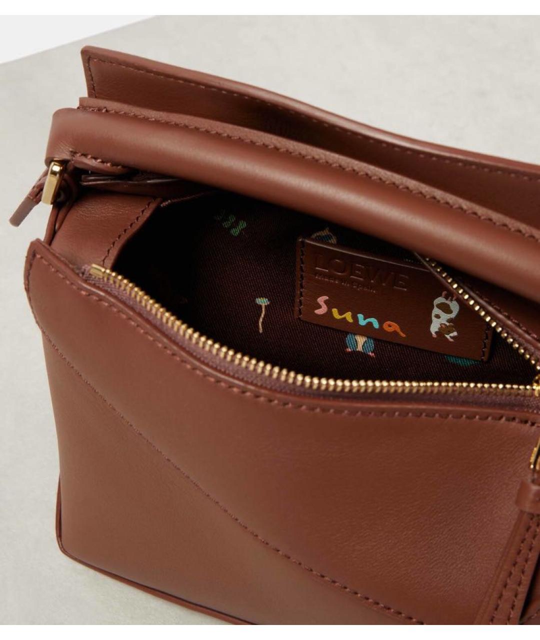 LOEWE Коричневая кожаная сумка через плечо, фото 3