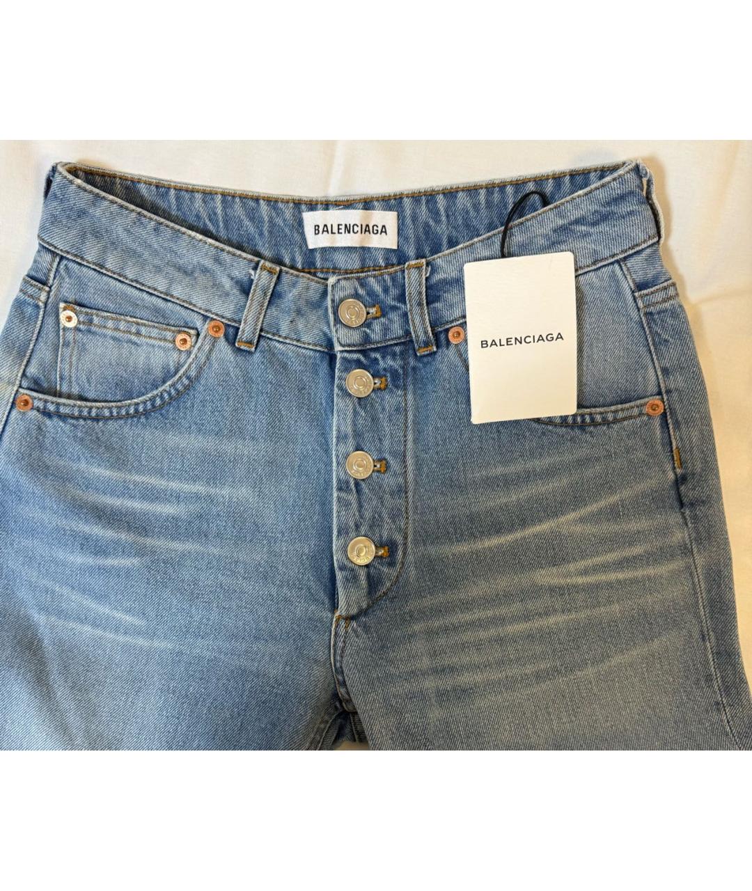 BALENCIAGA Голубые хлопковые прямые джинсы, фото 3