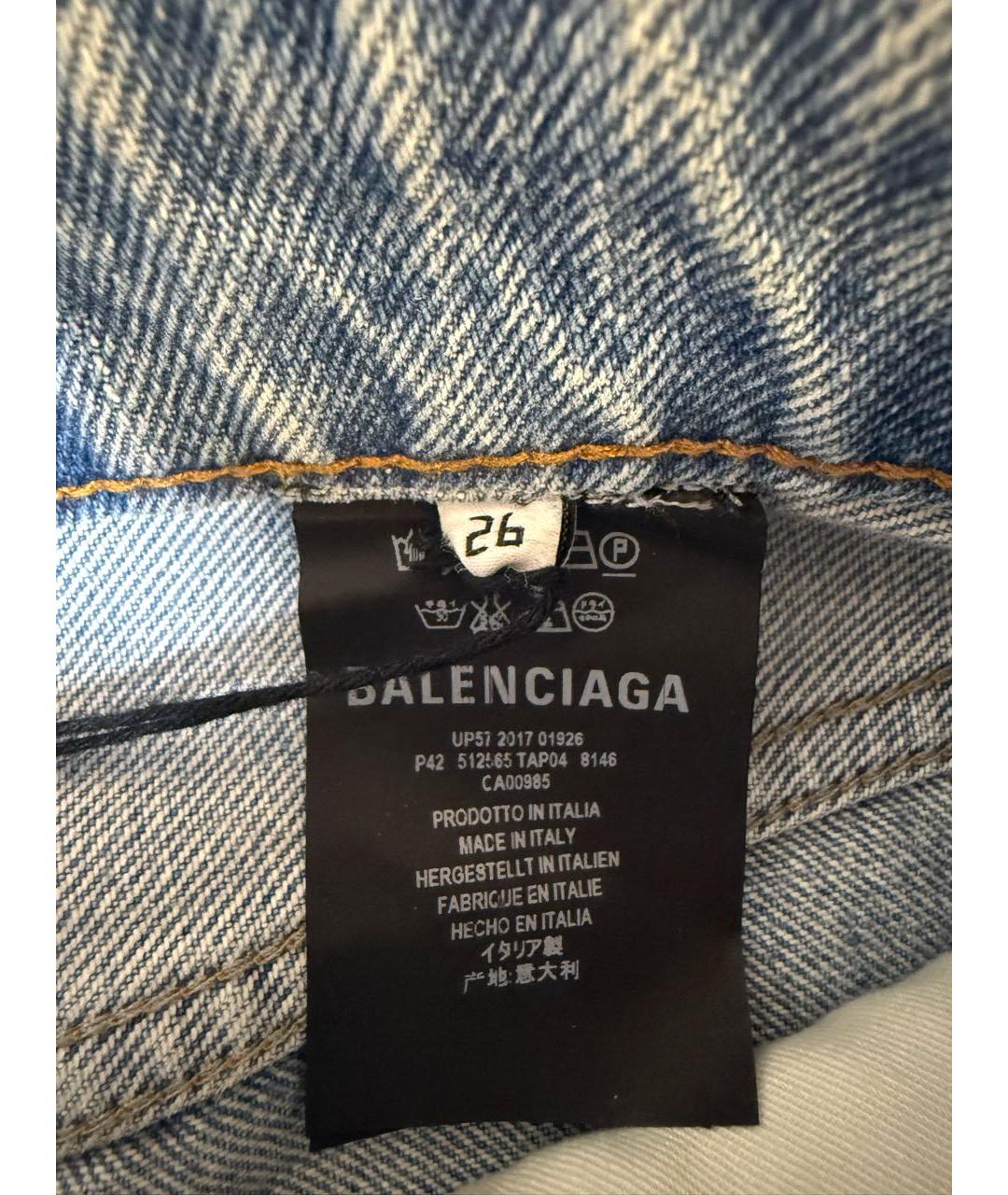 BALENCIAGA Голубые хлопковые прямые джинсы, фото 4