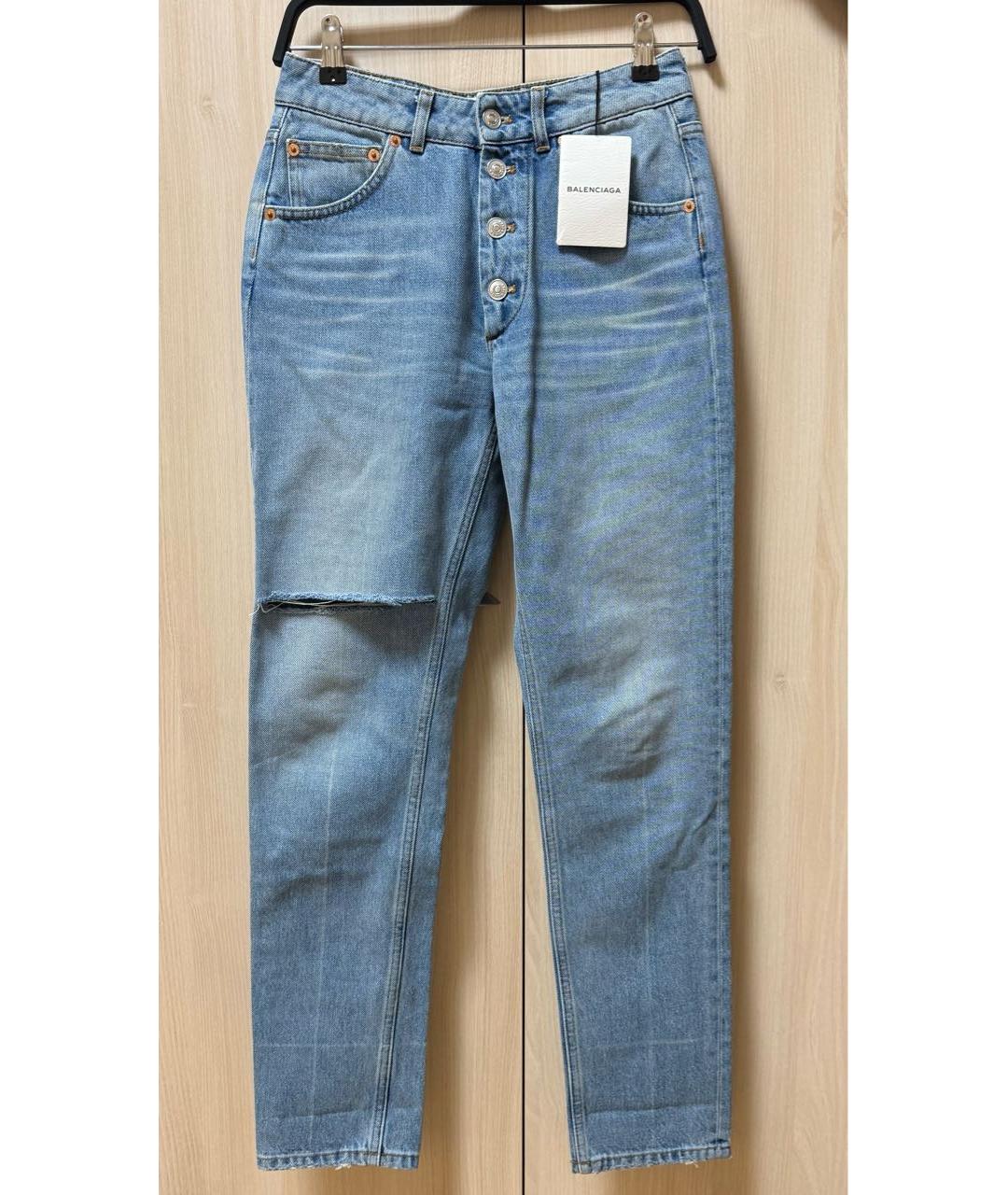 BALENCIAGA Голубые хлопковые прямые джинсы, фото 6