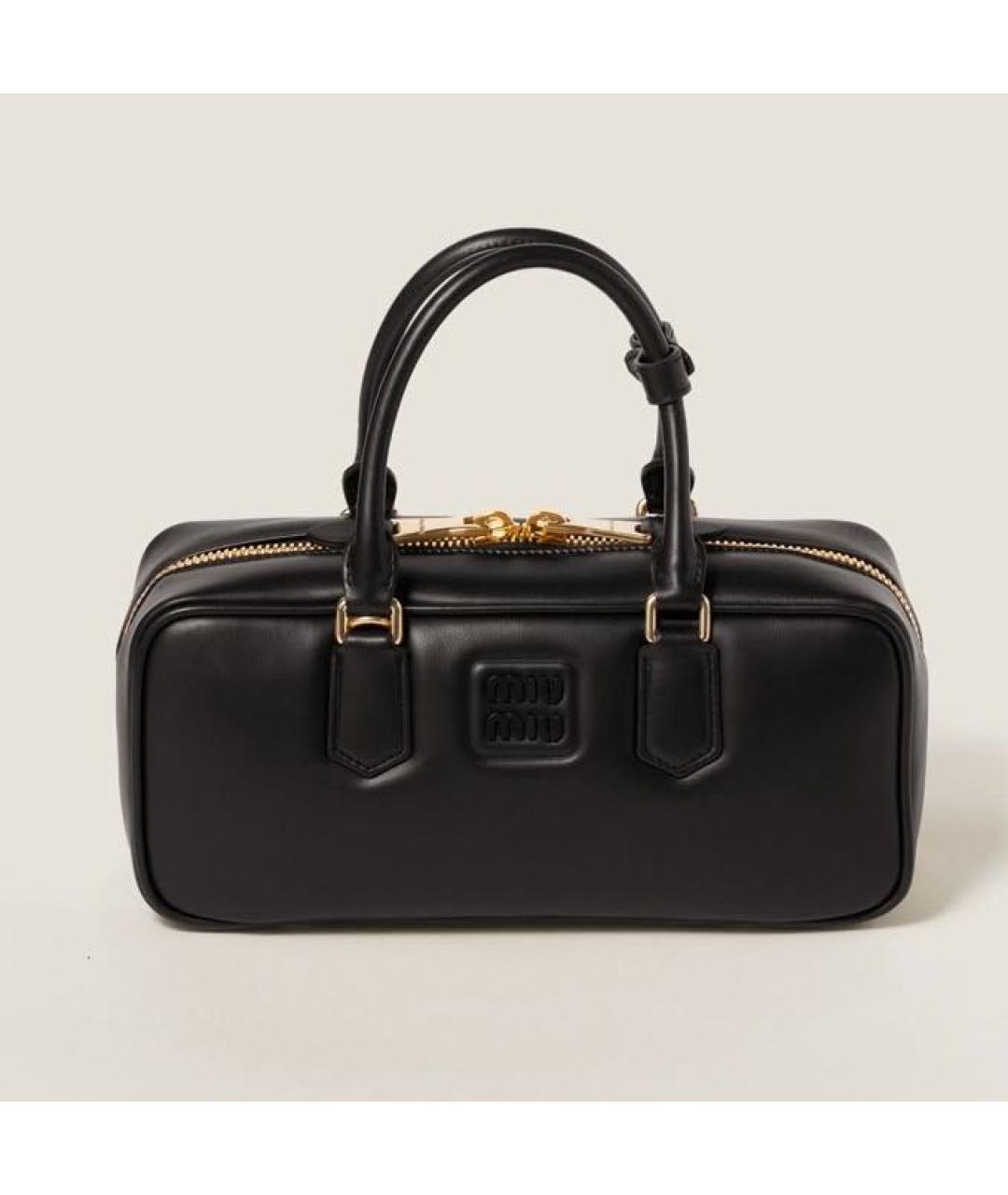 MIU MIU Черная кожаная сумка с короткими ручками, фото 3