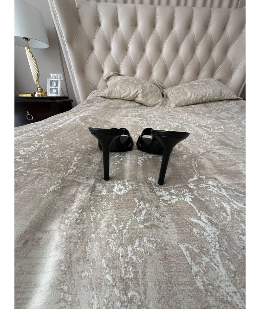 SAINT LAURENT Черные кожаные мюли, фото 4