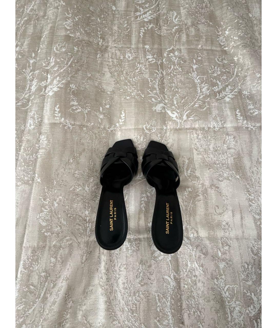 SAINT LAURENT Черные кожаные мюли, фото 3