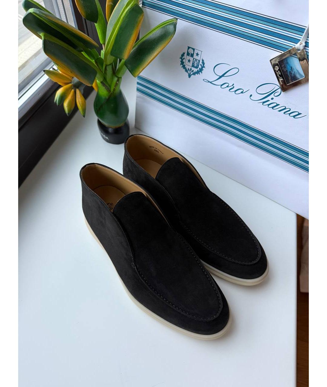 LORO PIANA Черные замшевые лоферы, фото 2