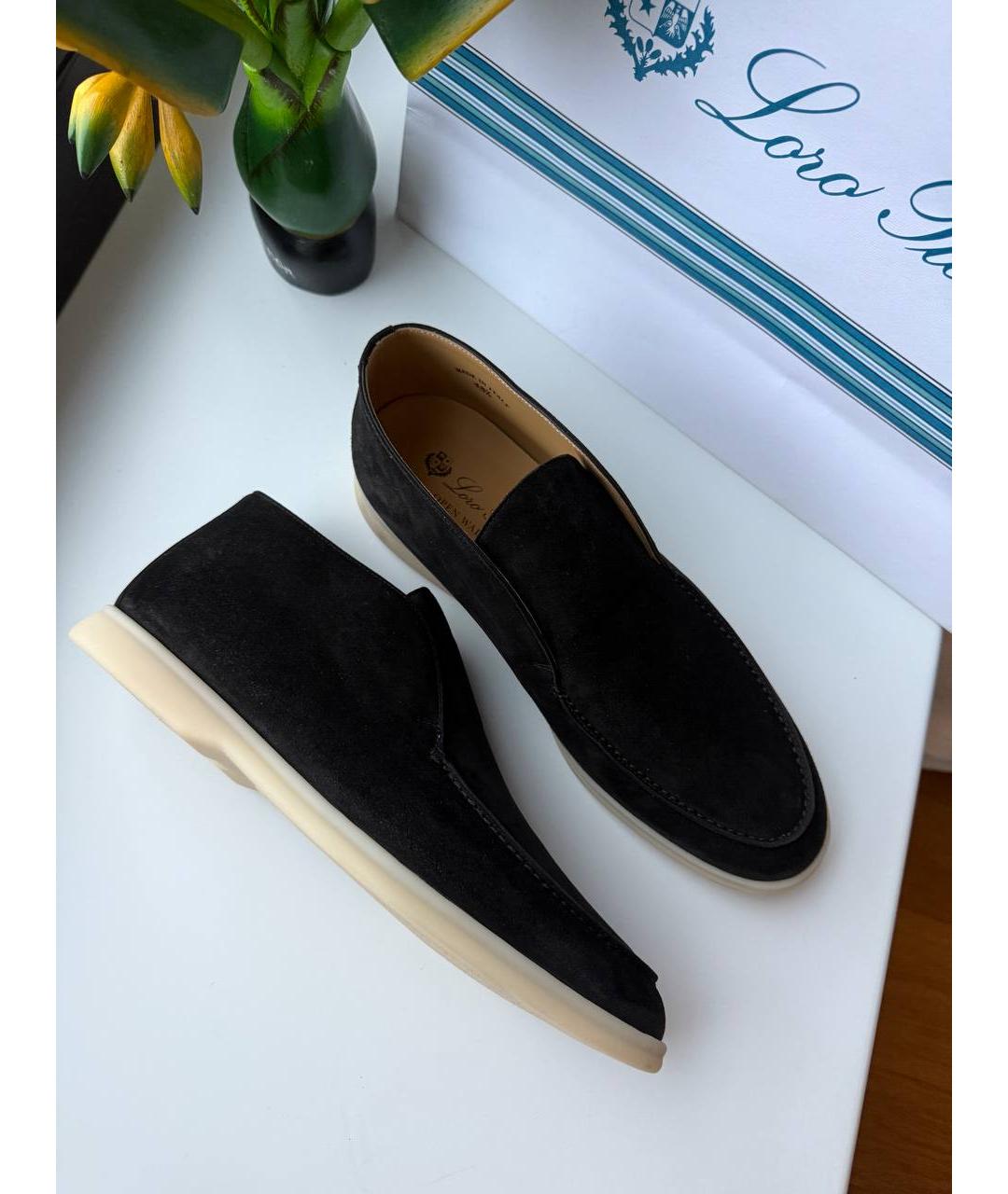 LORO PIANA Черные замшевые лоферы, фото 4