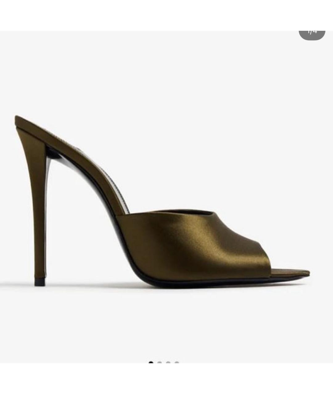 SAINT LAURENT Зеленые текстильные мюли, фото 7