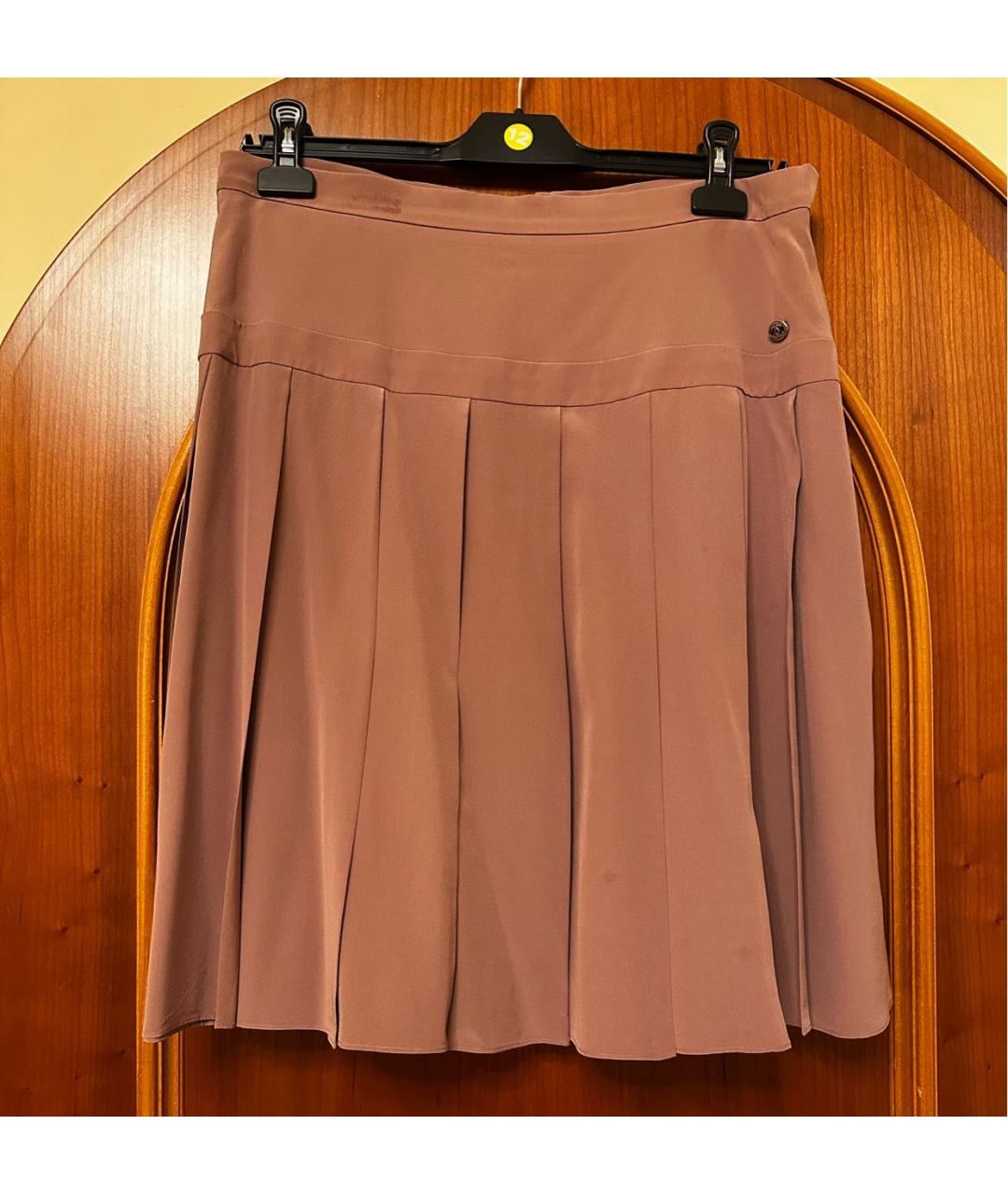 CHANEL Розовая шелковая юбка миди, фото 5