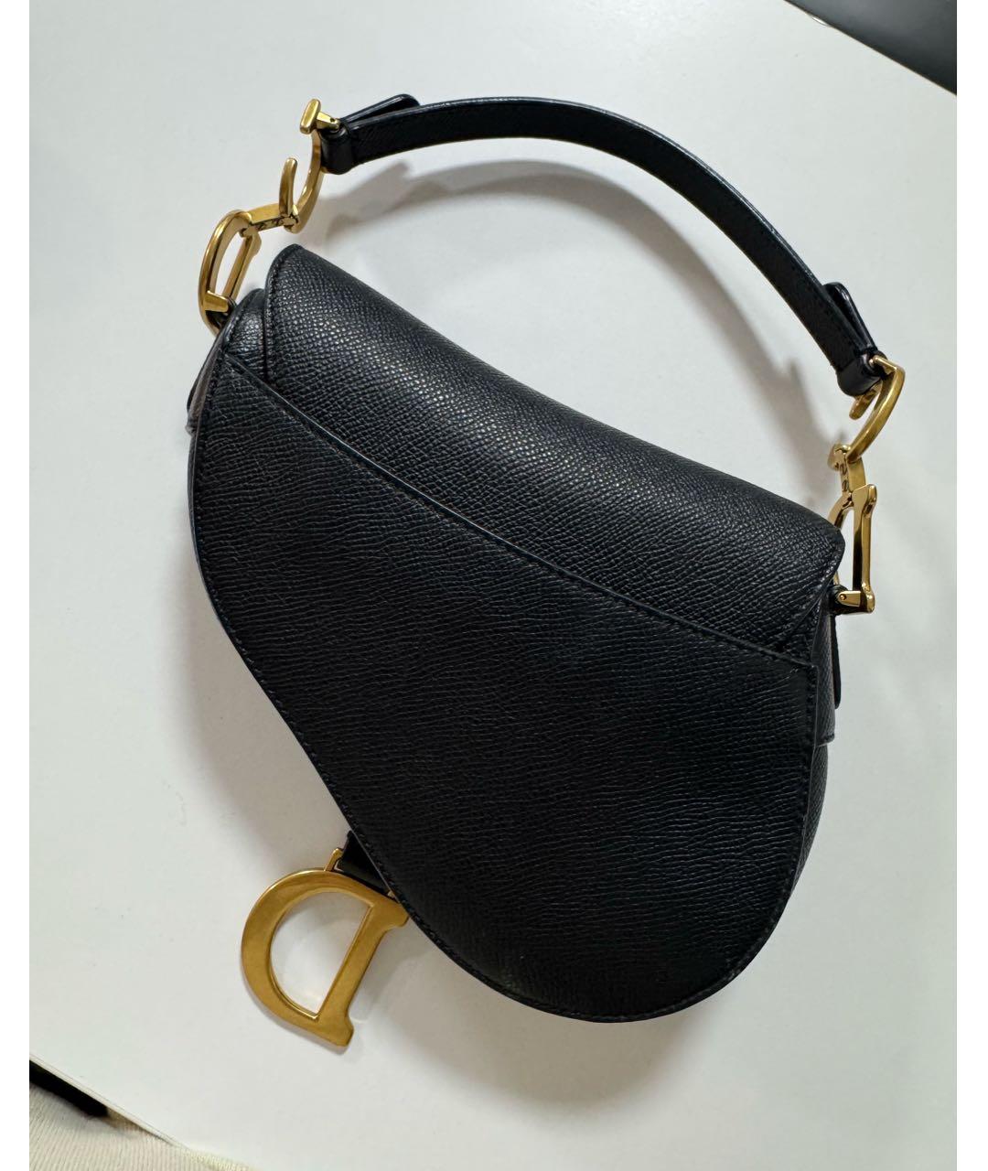 CHRISTIAN DIOR Черная кожаная сумка с короткими ручками, фото 3