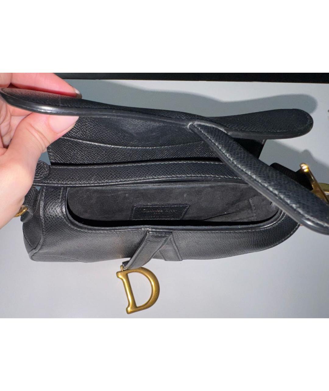 CHRISTIAN DIOR Черная кожаная сумка с короткими ручками, фото 4
