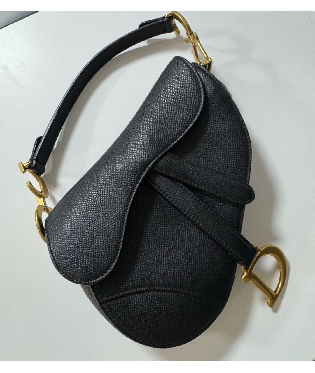 CHRISTIAN DIOR Черная кожаная сумка с короткими ручками, фото 6