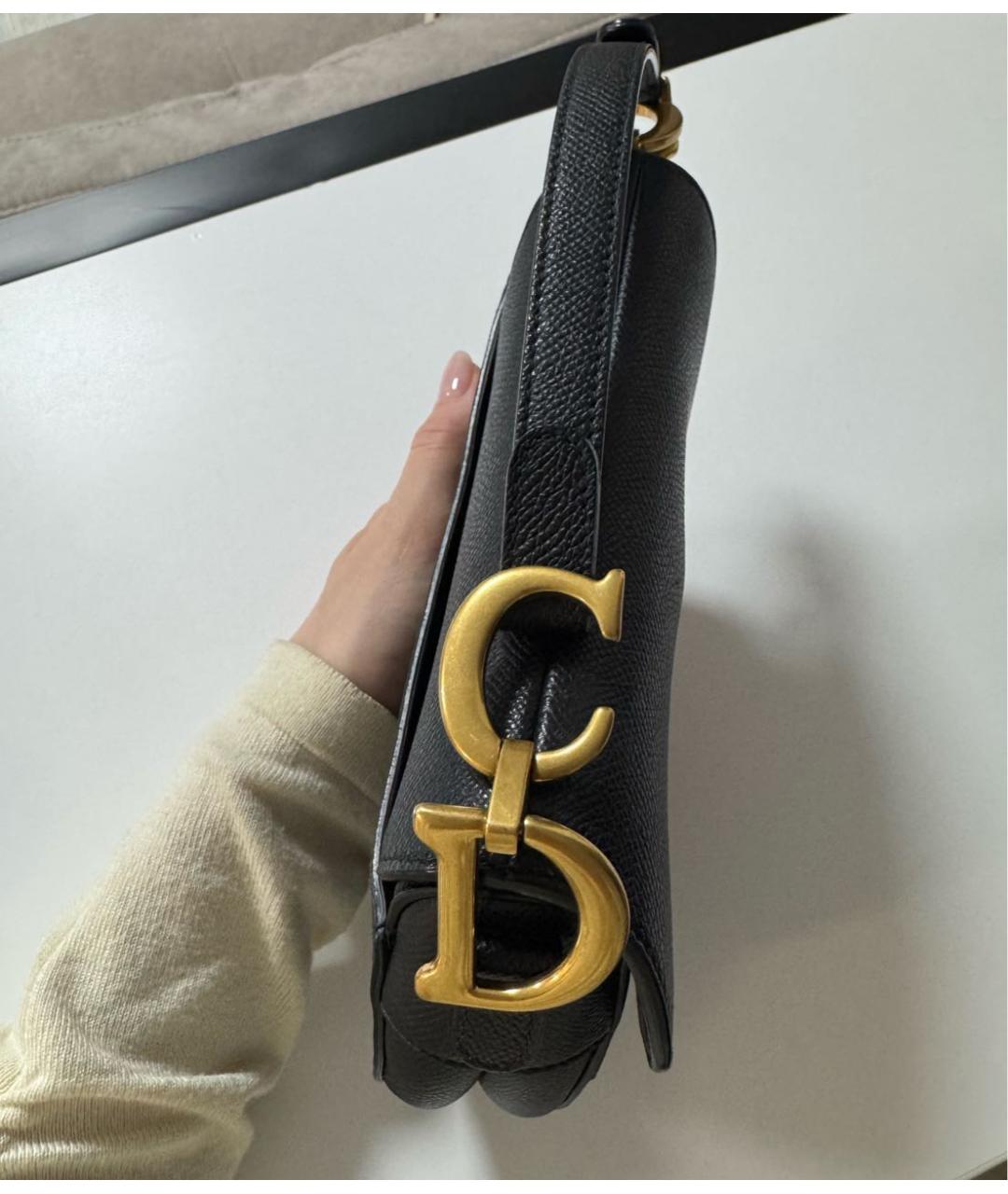 CHRISTIAN DIOR Черная кожаная сумка с короткими ручками, фото 2