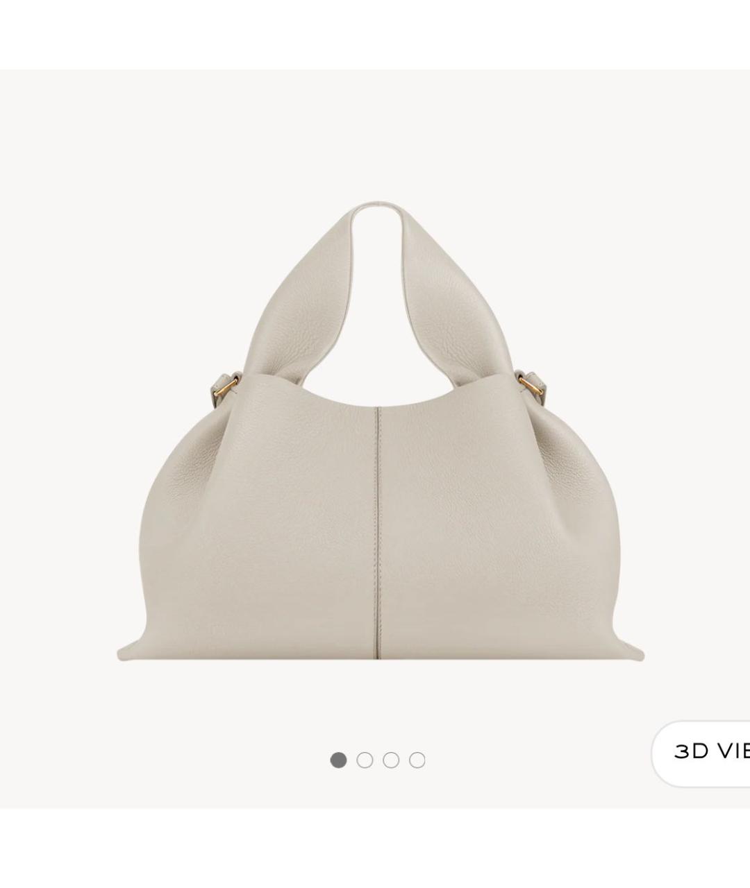 POLENE Бежевая кожаная сумка с короткими ручками, фото 8