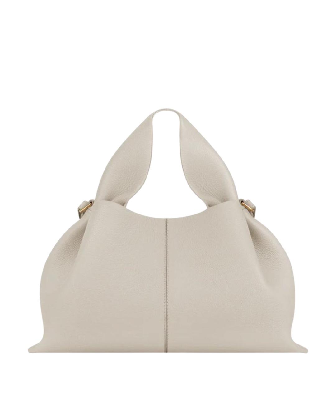 POLENE Бежевая кожаная сумка с короткими ручками, фото 1