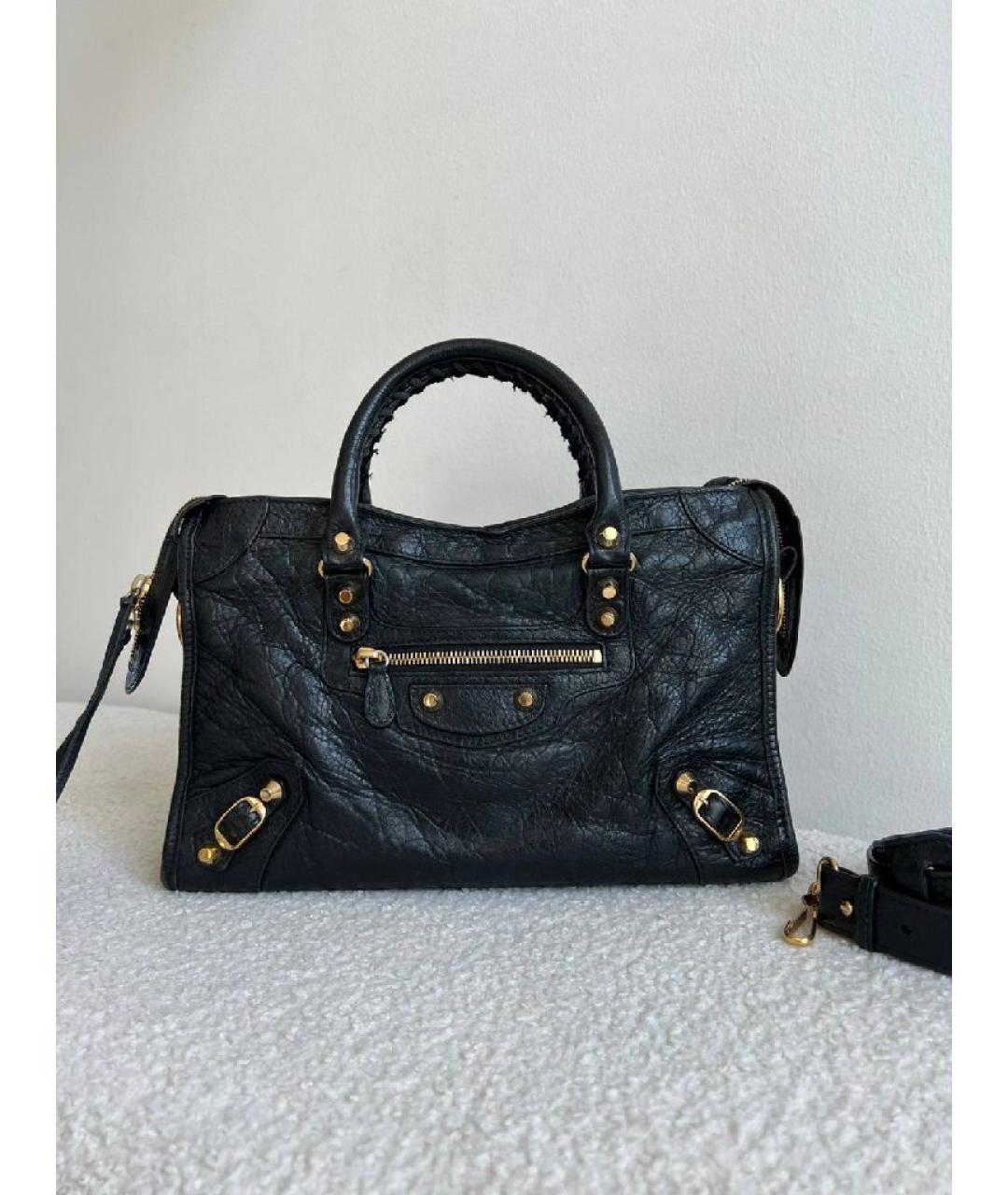 BALENCIAGA Черная кожаная сумка с короткими ручками, фото 2