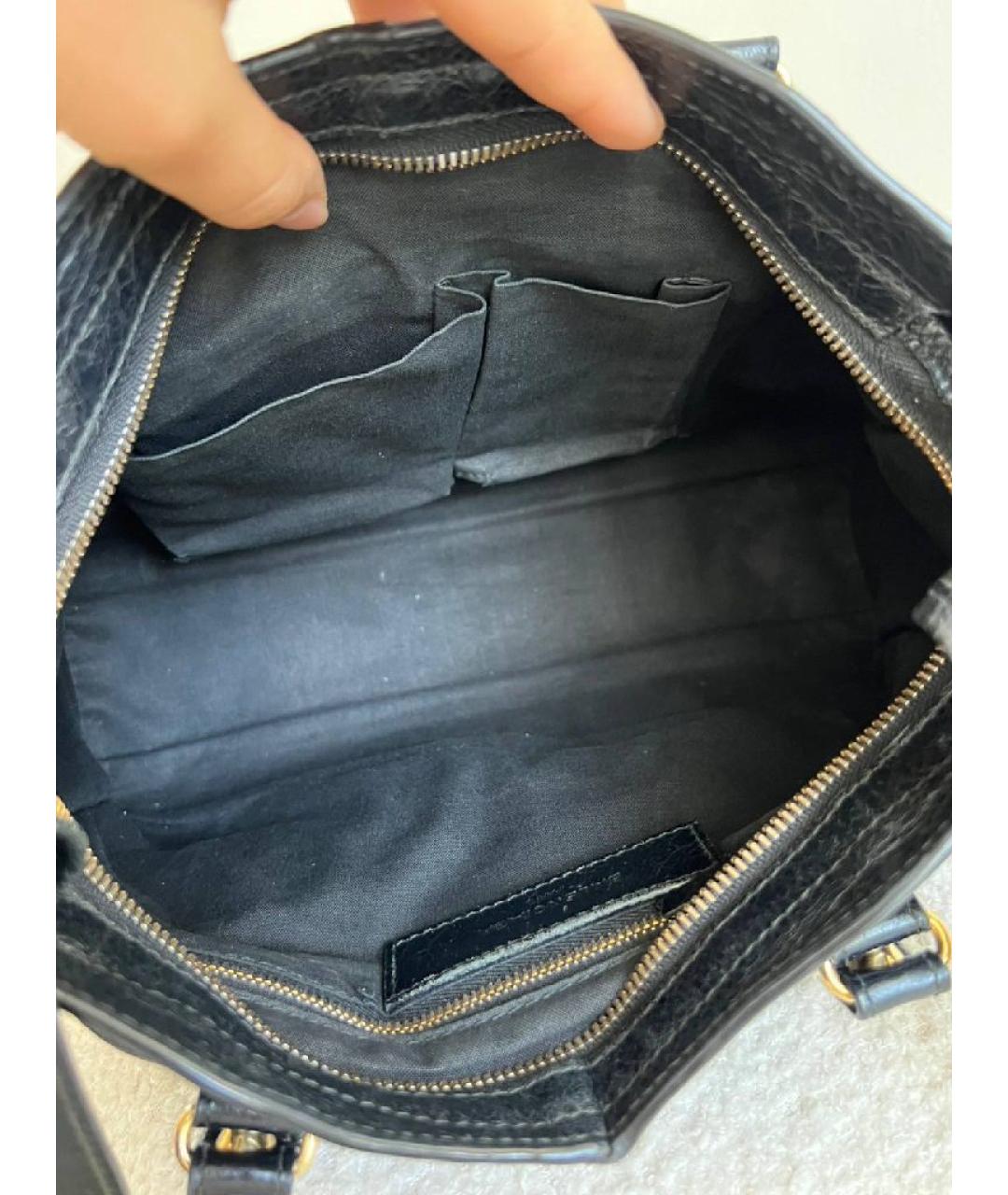 BALENCIAGA Черная кожаная сумка с короткими ручками, фото 5