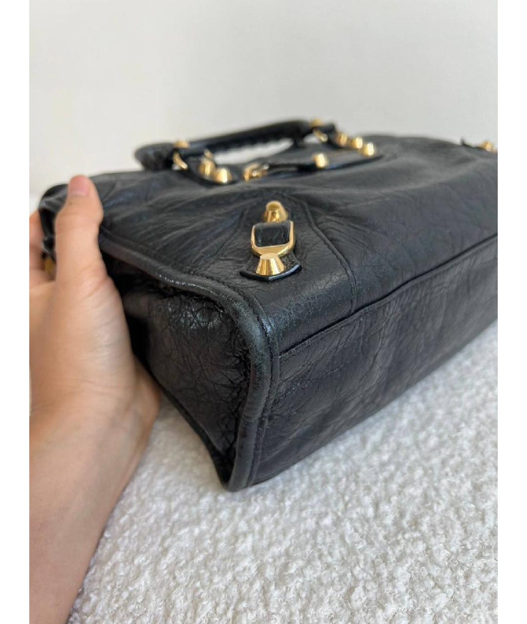 BALENCIAGA Черная кожаная сумка с короткими ручками, фото 6