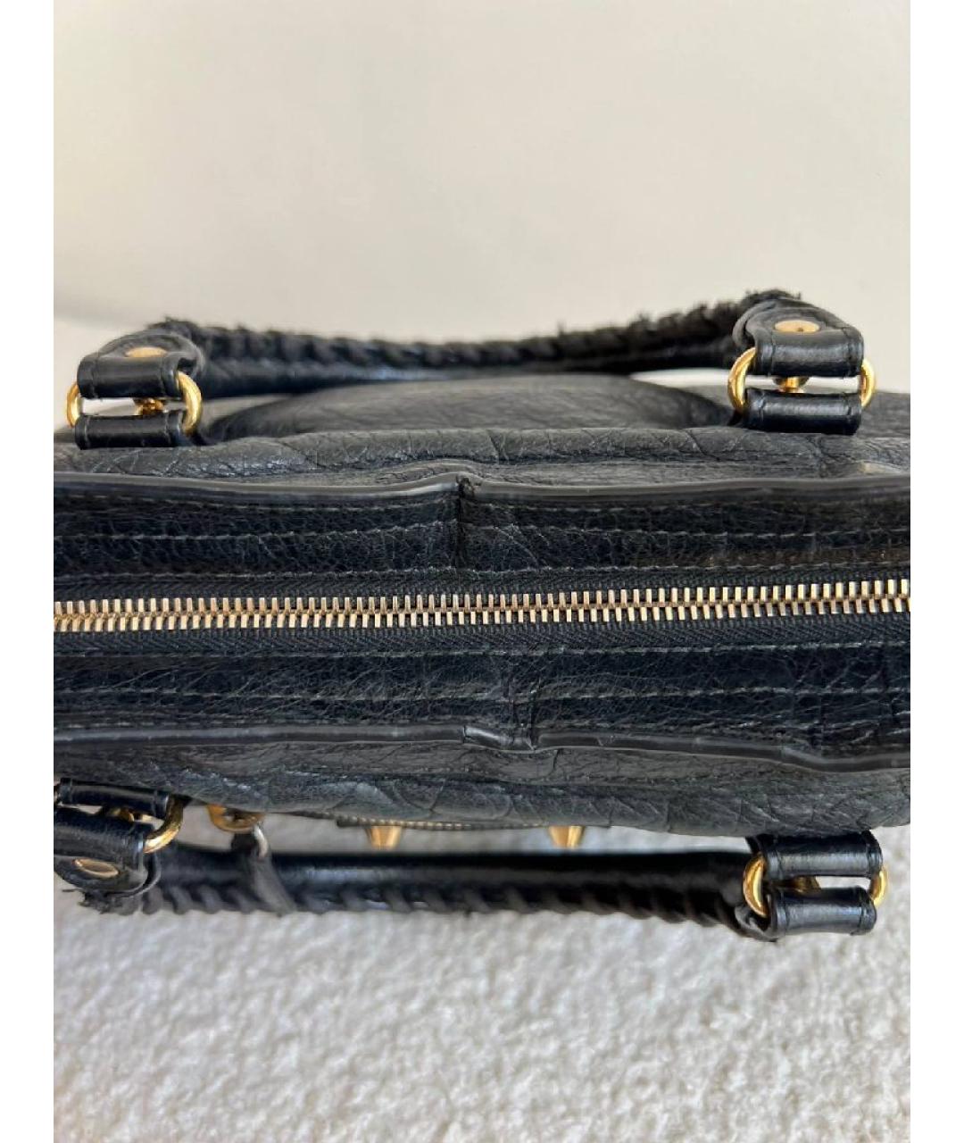 BALENCIAGA Черная кожаная сумка с короткими ручками, фото 4