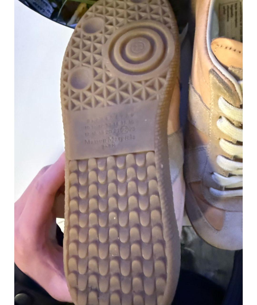 MAISON MARGIELA Оранжевое кожаные кеды, фото 4