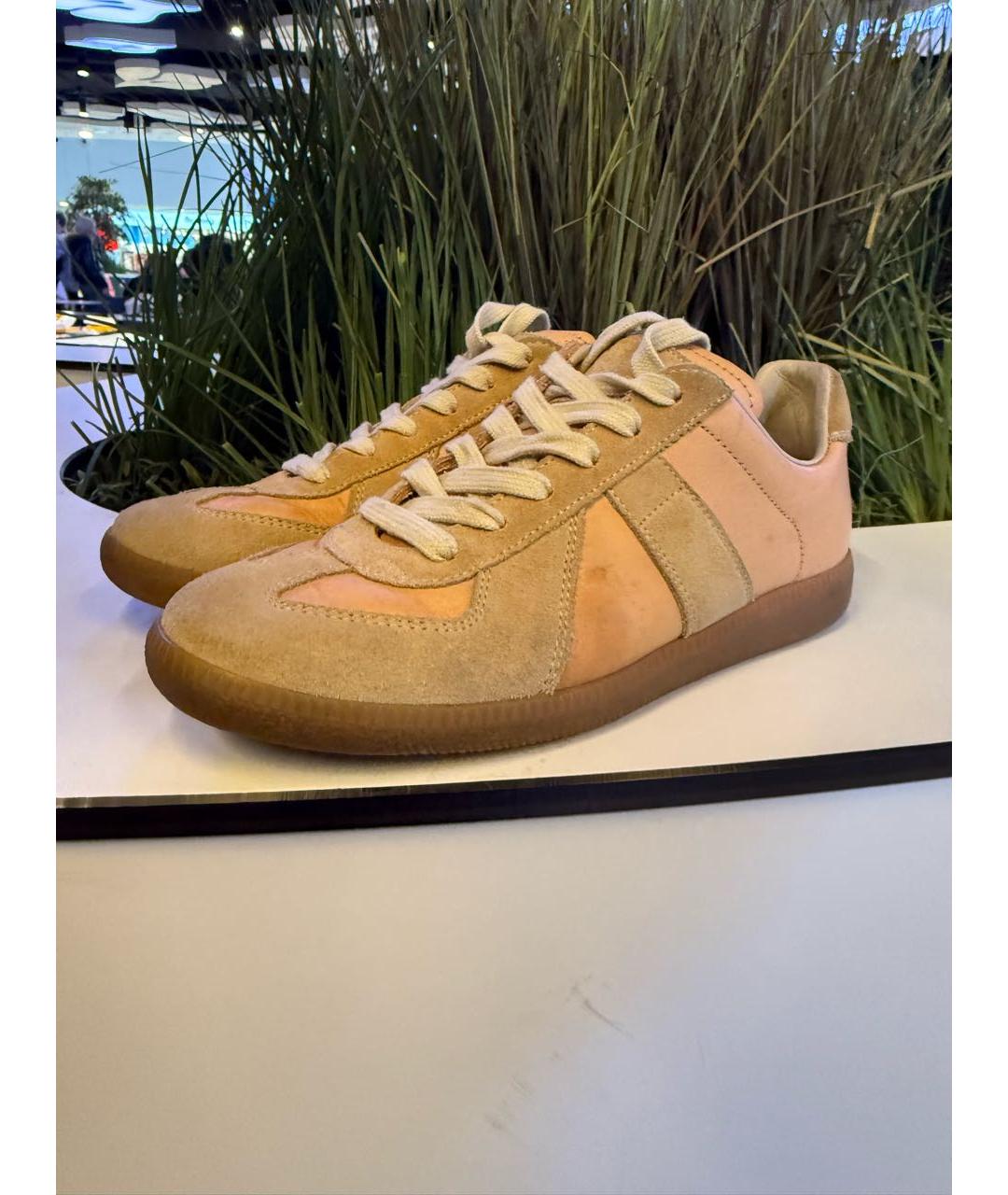 MAISON MARGIELA Оранжевое кожаные кеды, фото 2