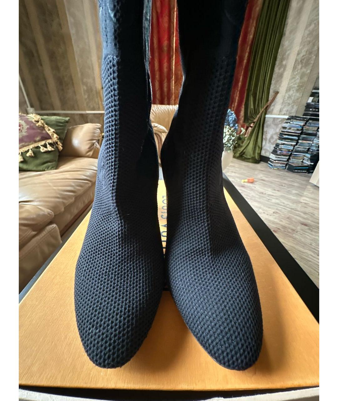 LOUIS VUITTON Черные текстильные ботильоны, фото 3