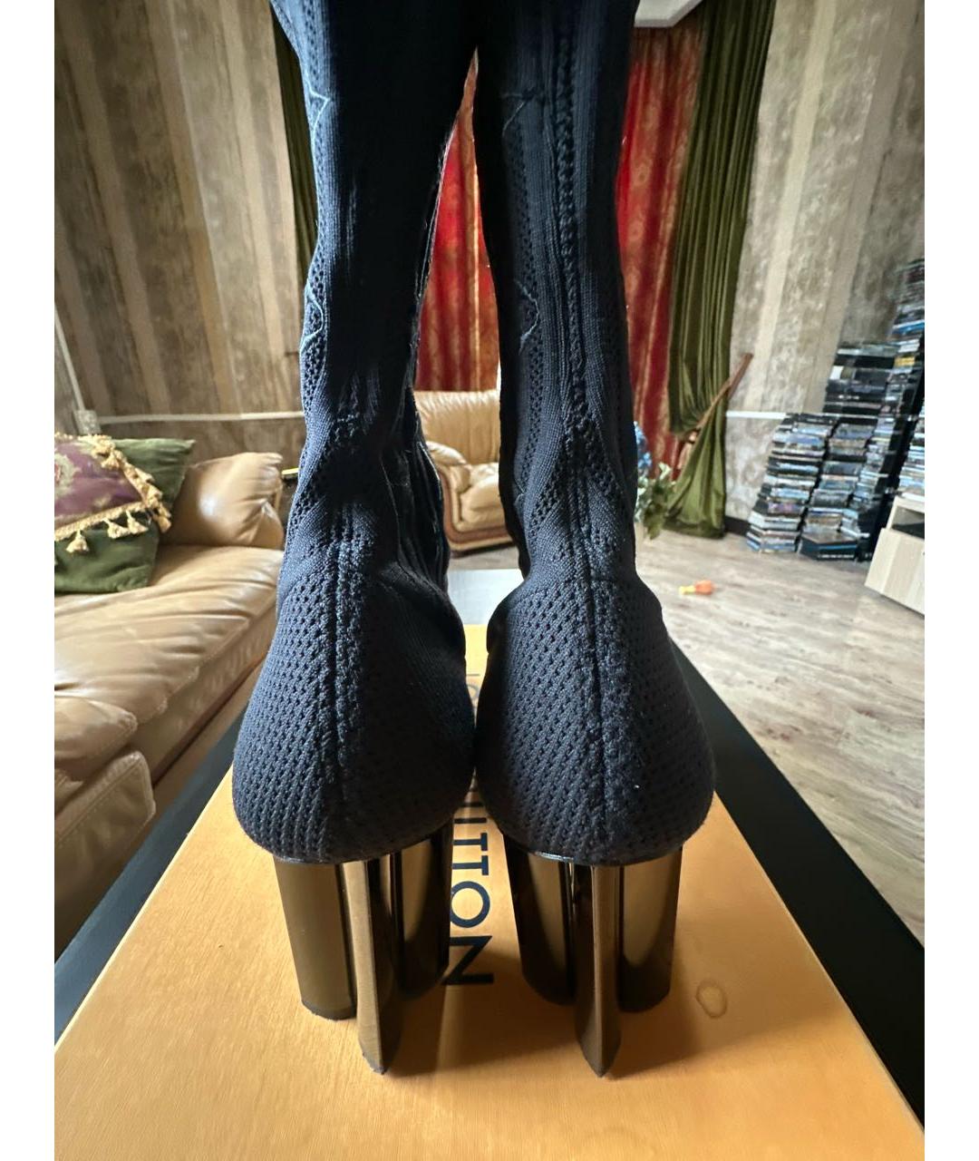 LOUIS VUITTON Черные текстильные ботильоны, фото 4