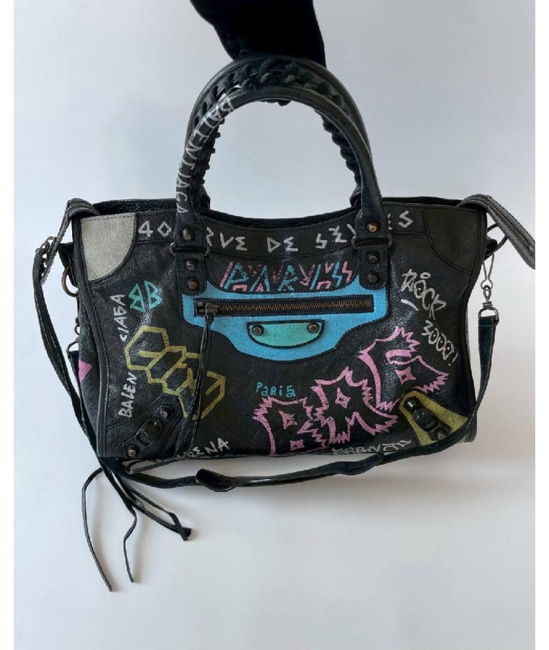 BALENCIAGA Черная кожаная сумка с короткими ручками, фото 6