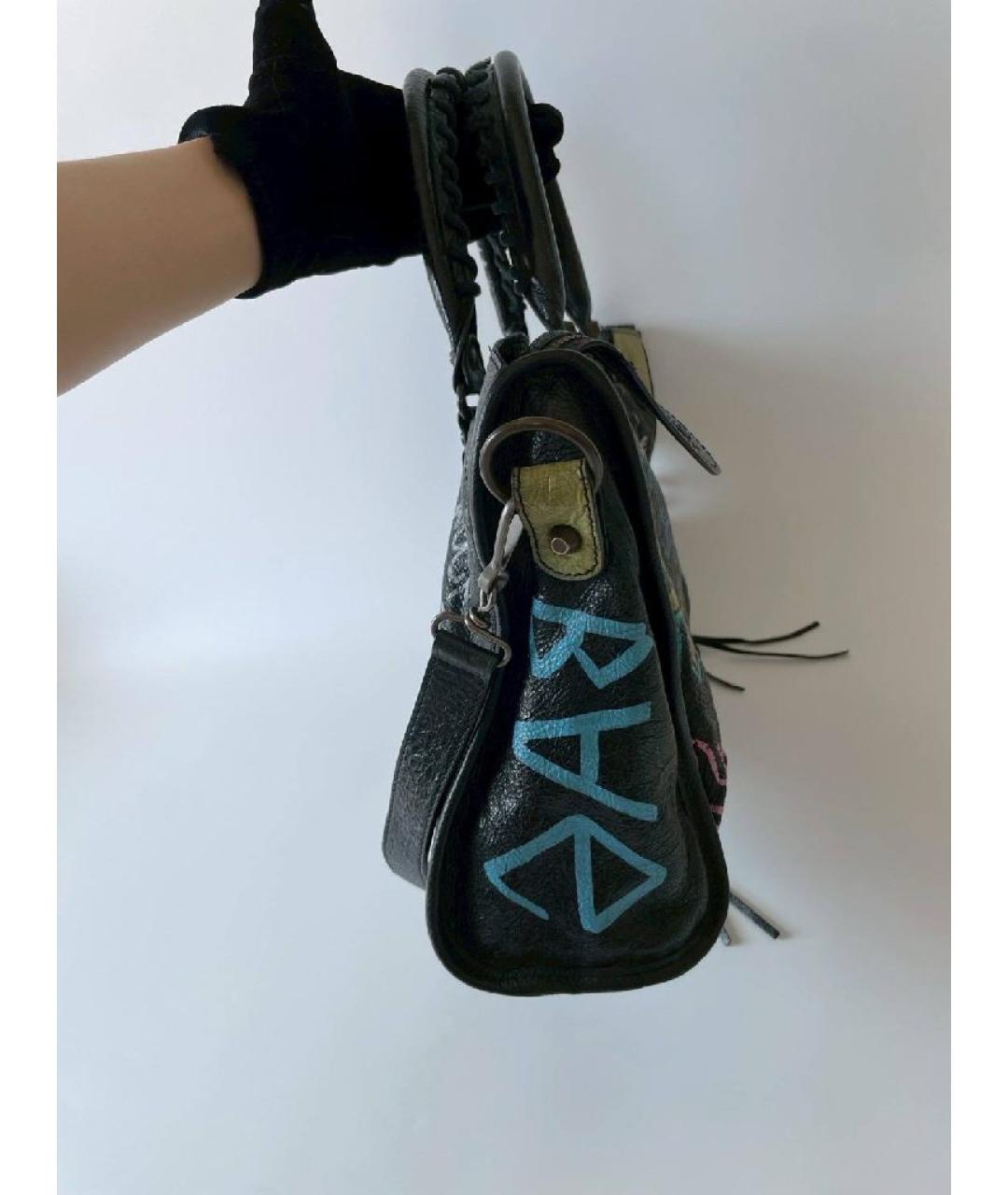 BALENCIAGA Черная кожаная сумка с короткими ручками, фото 5