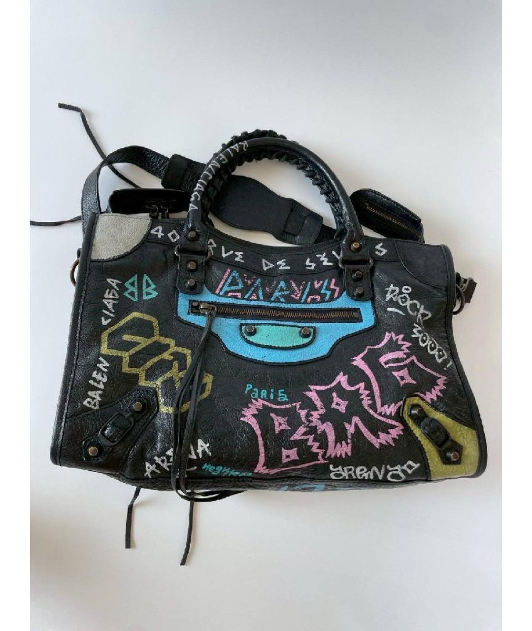 BALENCIAGA Черная кожаная сумка с короткими ручками, фото 3