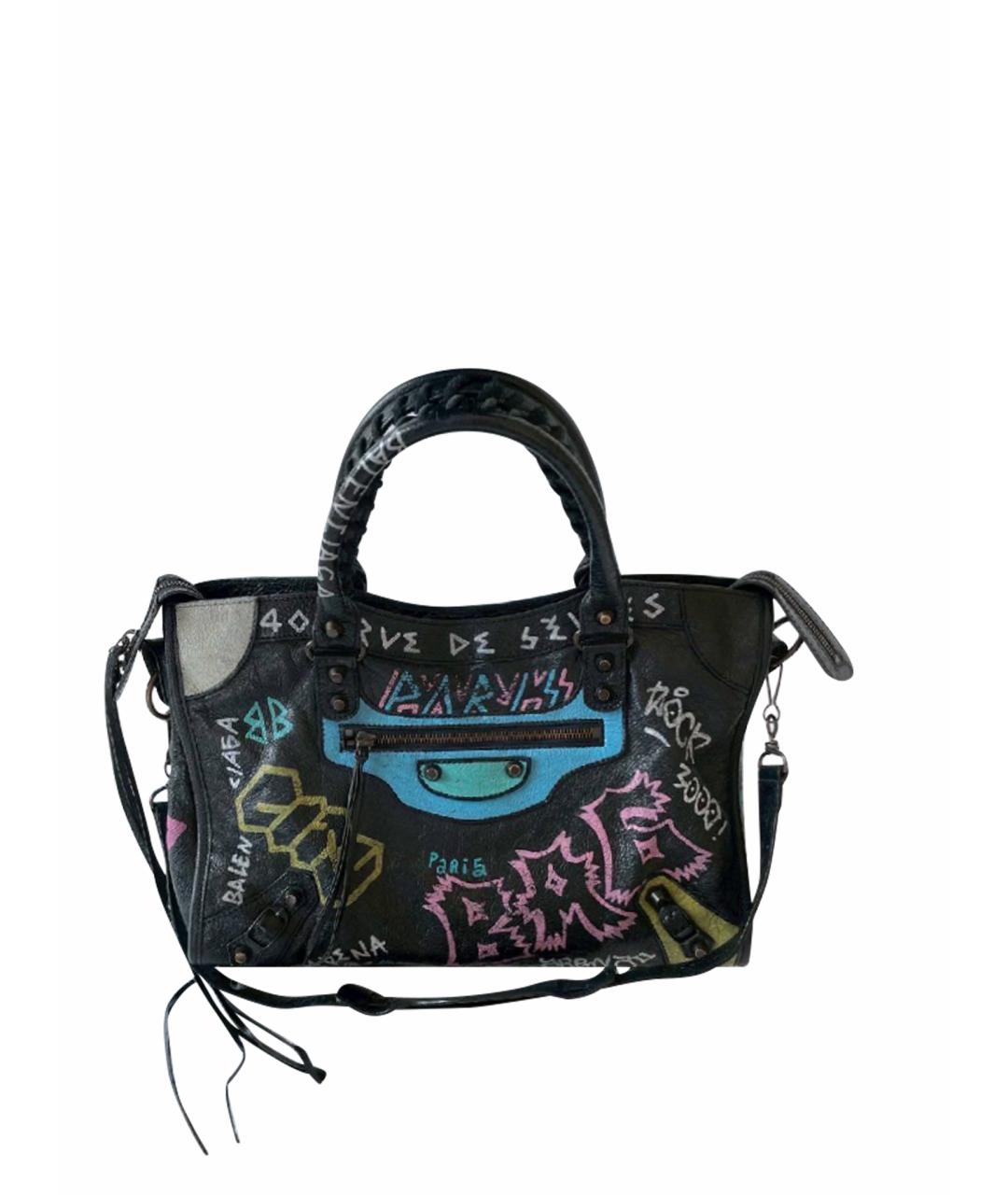 BALENCIAGA Черная кожаная сумка с короткими ручками, фото 1