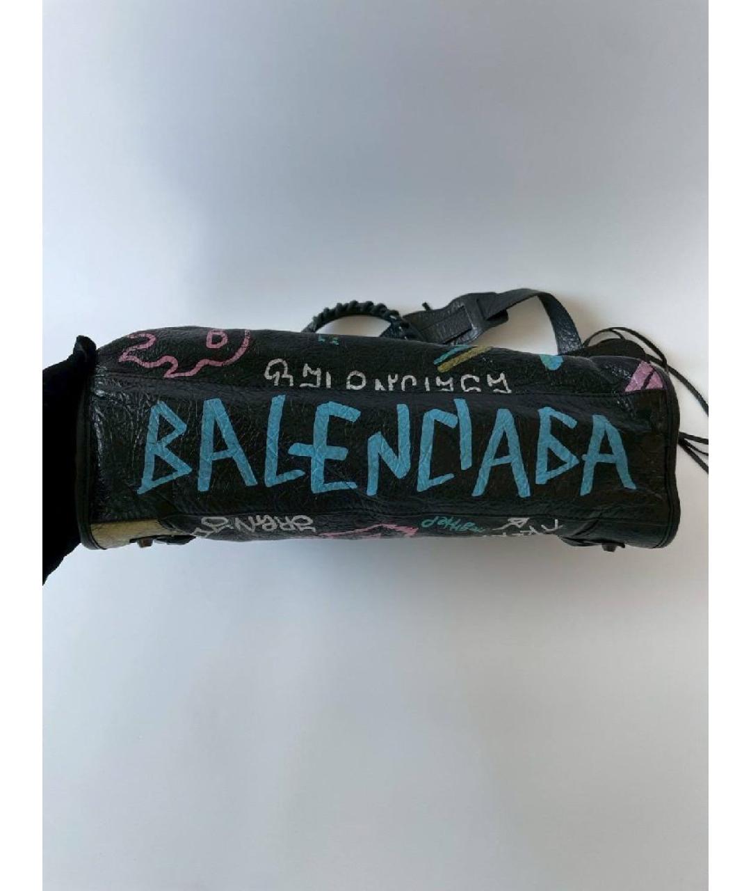 BALENCIAGA Черная кожаная сумка с короткими ручками, фото 4