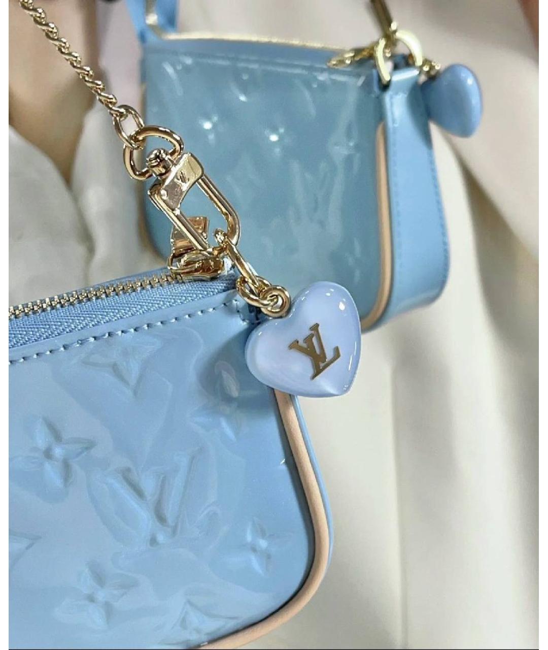 LOUIS VUITTON Голубая сумка с короткими ручками из лакированной кожи, фото 5