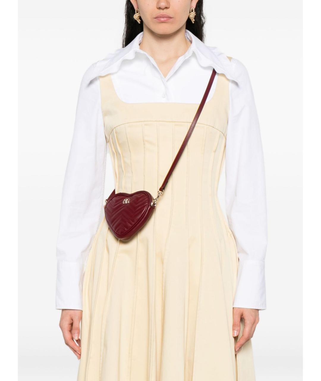 GUCCI Бордовая кожаная сумка через плечо, фото 2