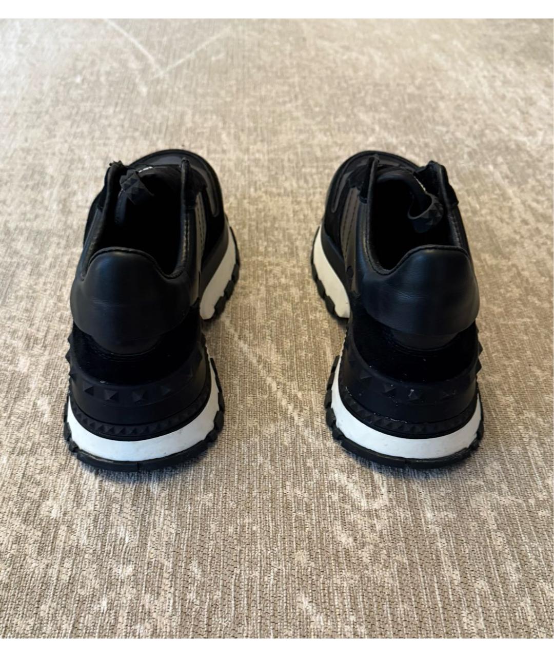 VALENTINO Черные кожаные низкие кроссовки / кеды, фото 4