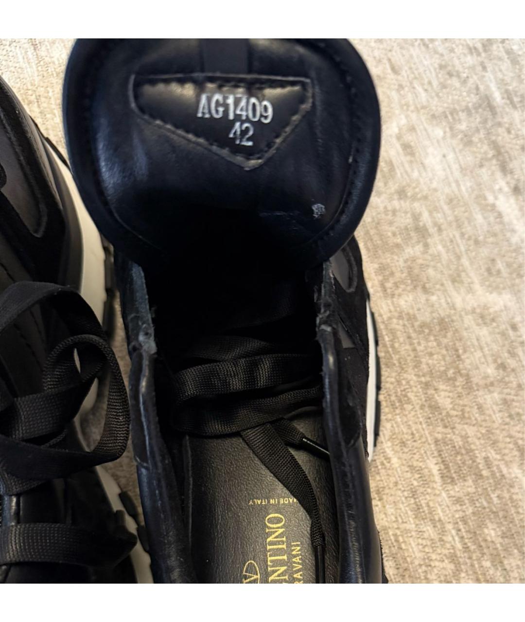 VALENTINO Черные кожаные низкие кроссовки / кеды, фото 6
