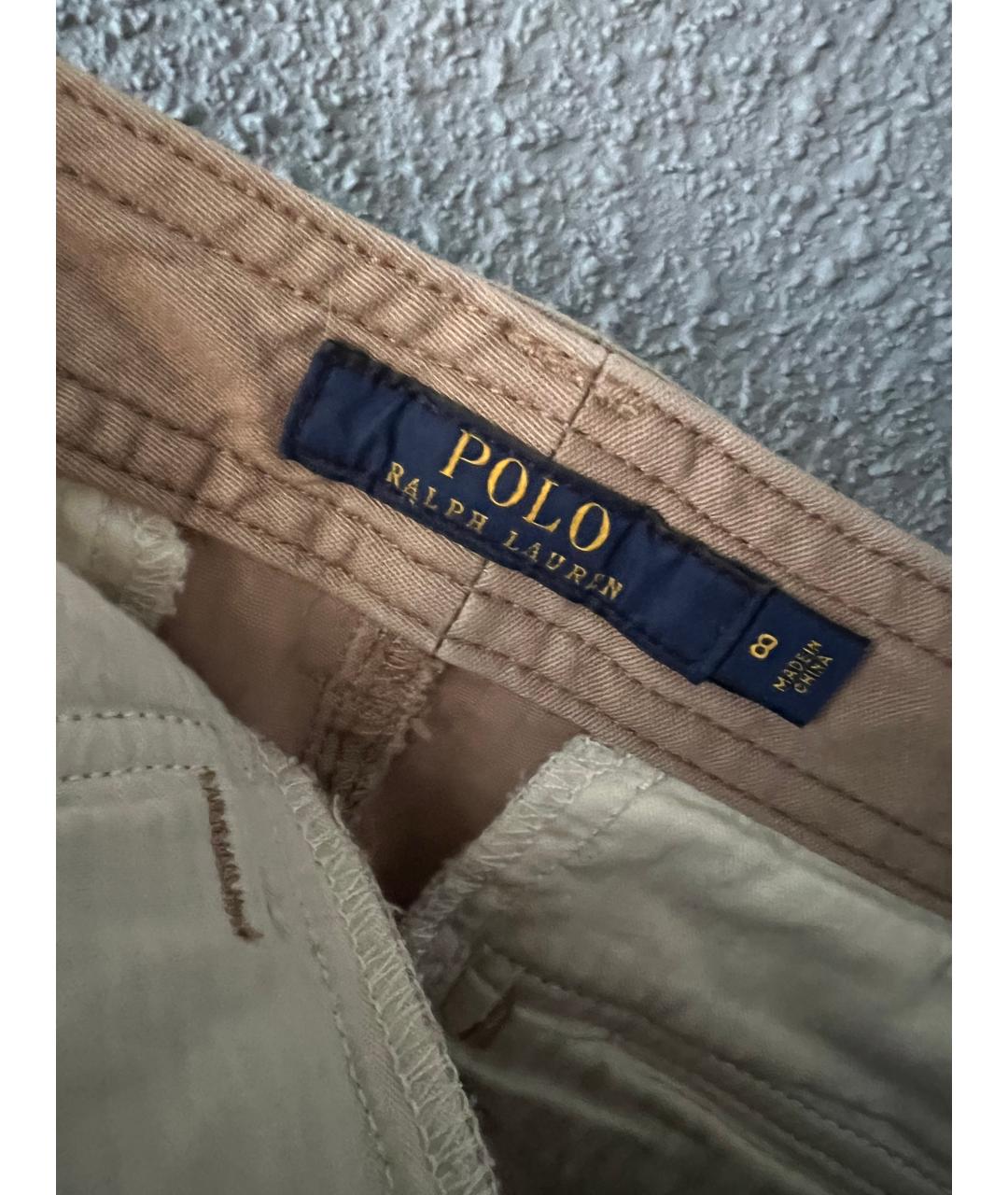 POLO RALPH LAUREN Бежевые хлопковые прямые джинсы, фото 3