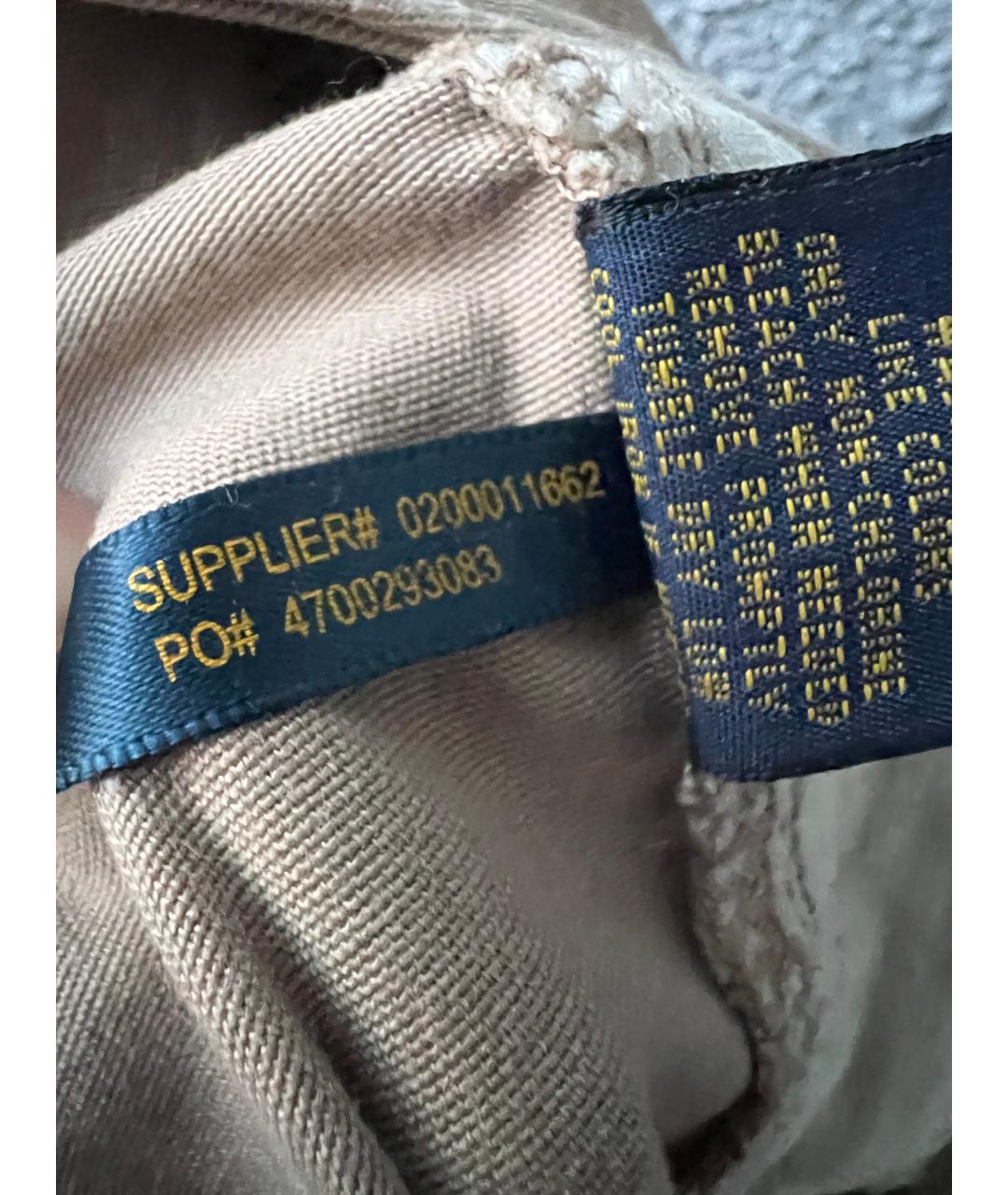 POLO RALPH LAUREN Бежевые хлопковые прямые джинсы, фото 4