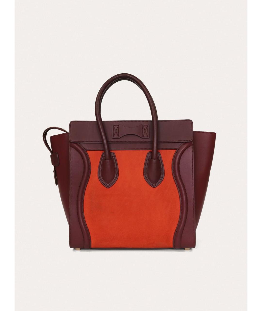 CELINE Бордовая кожаная сумка с короткими ручками, фото 3