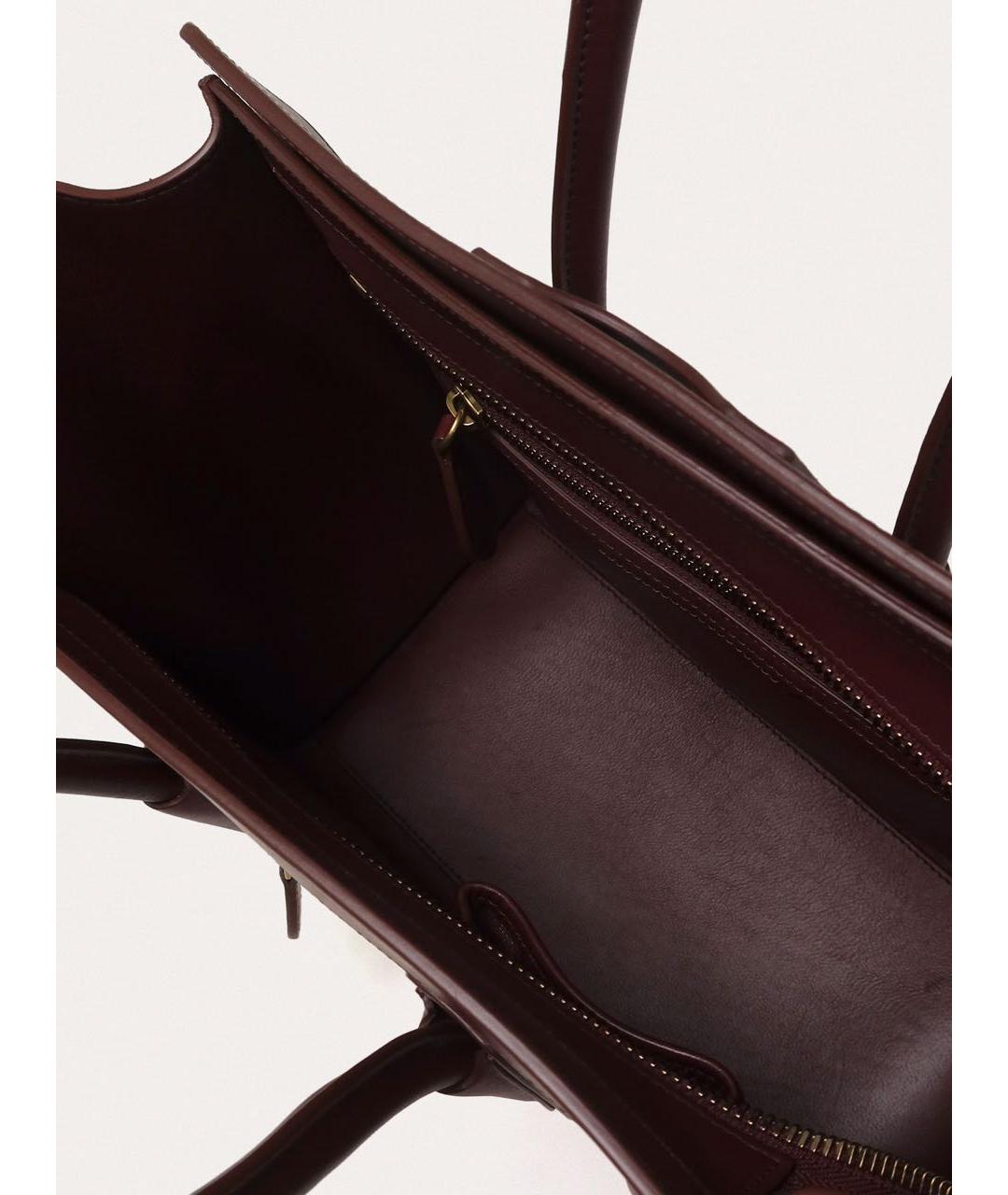 CELINE Бордовая кожаная сумка с короткими ручками, фото 4