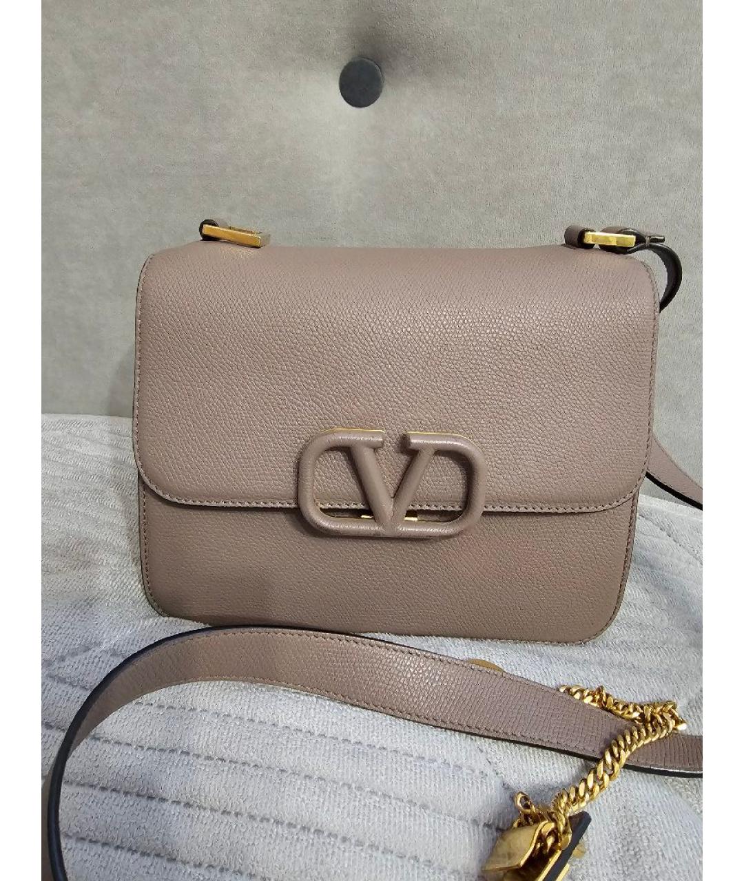VALENTINO Бежевая кожаная сумка через плечо, фото 2