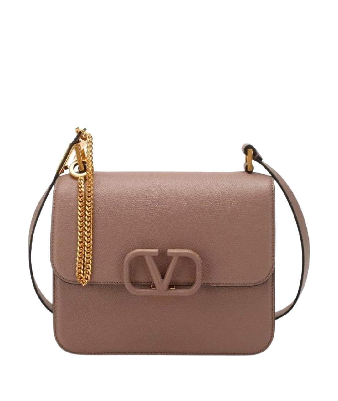 VALENTINO Бежевая кожаная сумка через плечо, фото 1