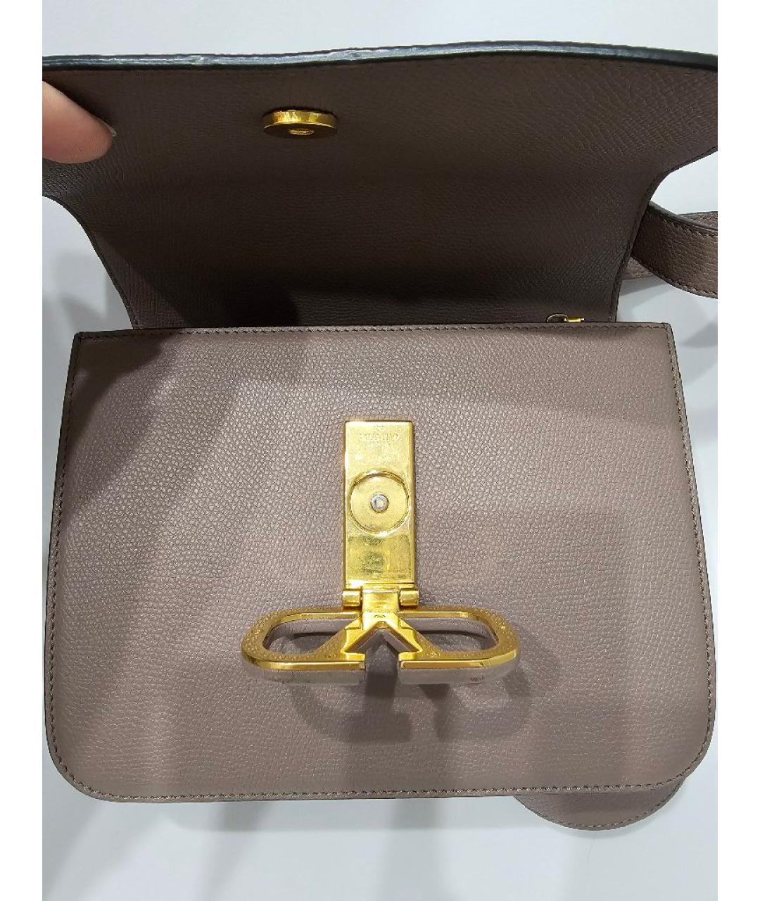 VALENTINO Бежевая кожаная сумка через плечо, фото 7