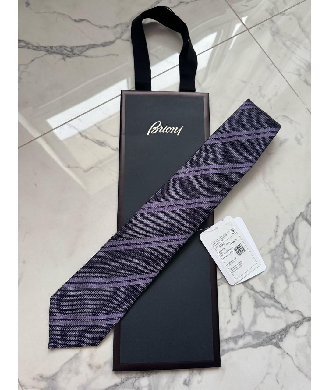 BRIONI Фиолетовый шелковый галстук, фото 4