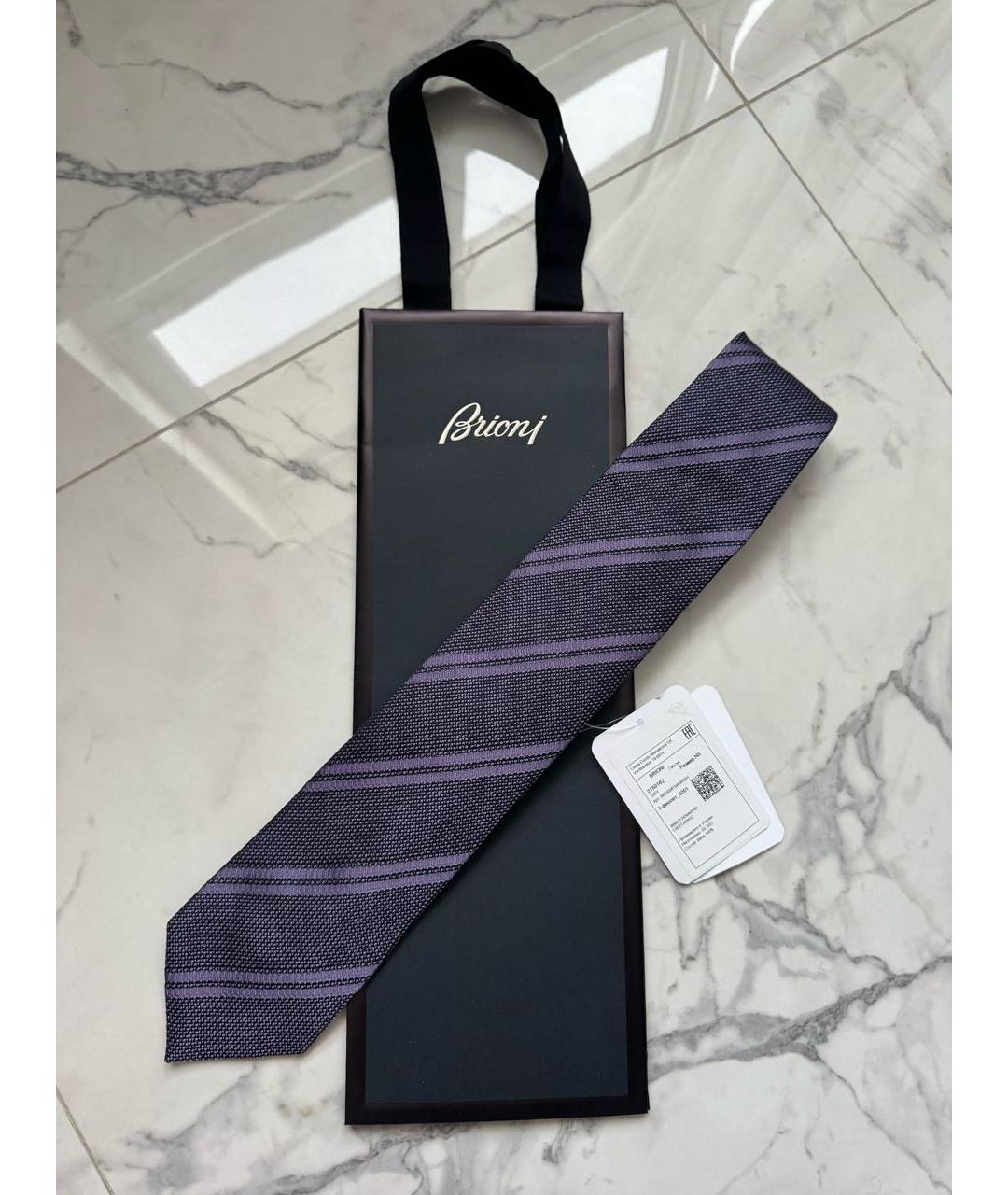 BRIONI Фиолетовый шелковый галстук, фото 2